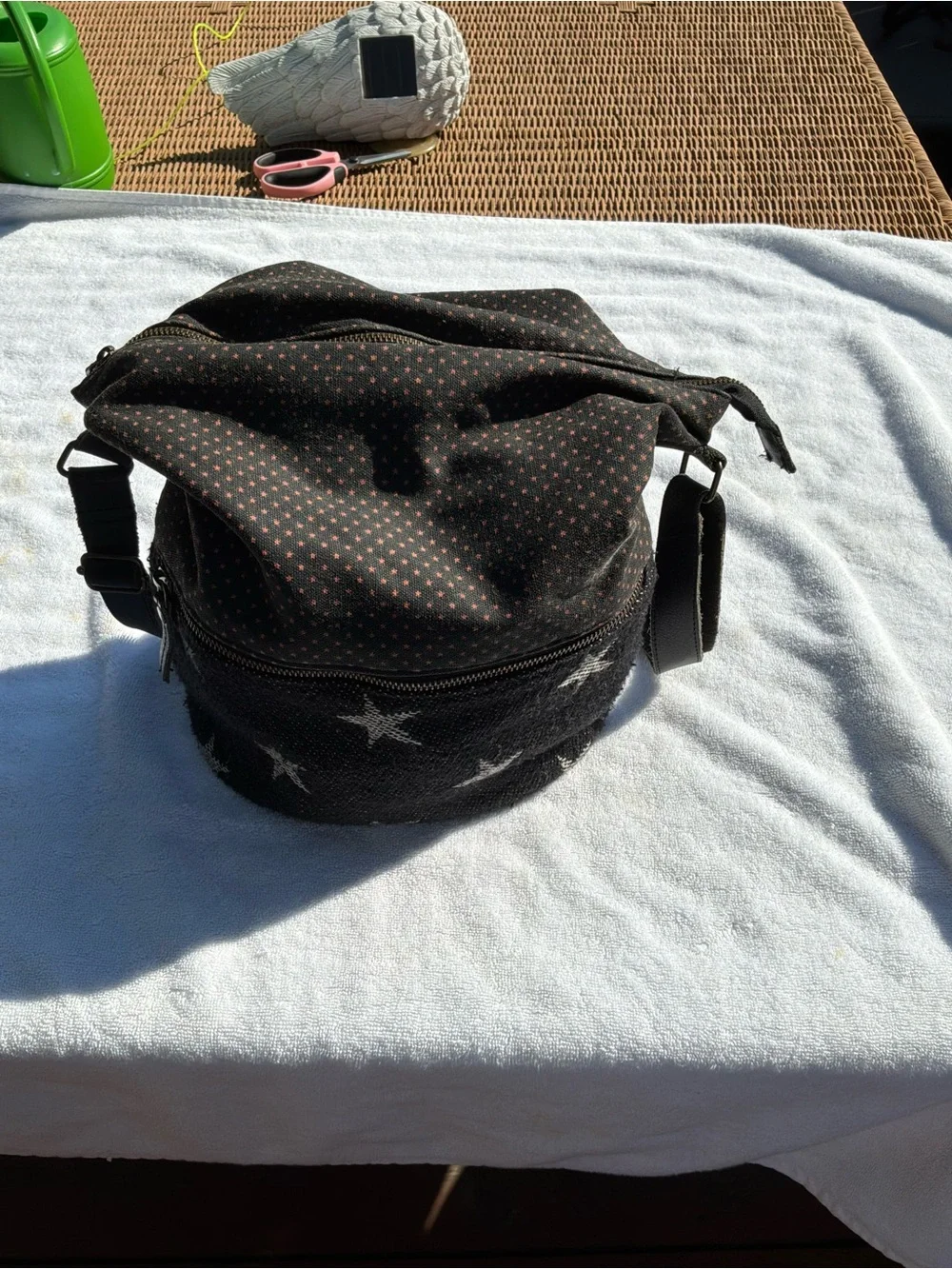 Fat Face Black Star Print Crossbody Bag